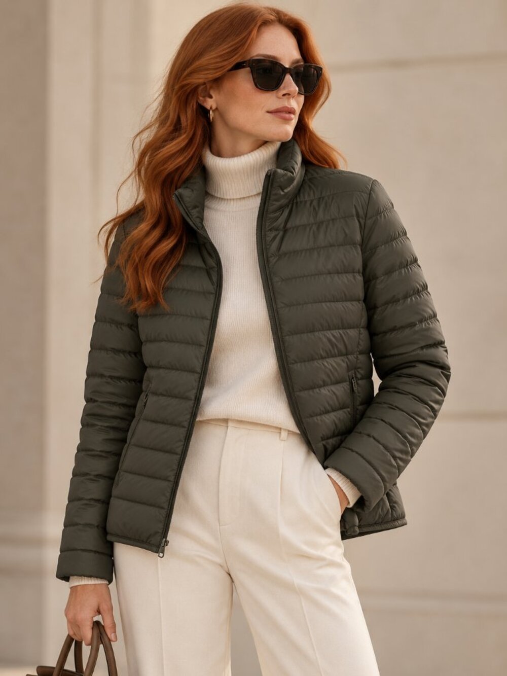 ARMANI JEANS | Hunter Green Down Puffer Zipup Jacket
